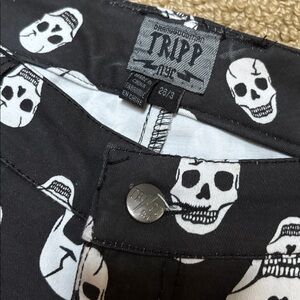 Tripp NYC Black and White Skull Pants
